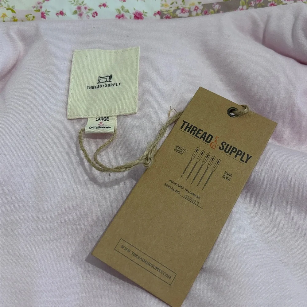 THREAD & SUPPLY quilted pastel vest floral patchwork full zip pockets pink large - Picture 8 of 15